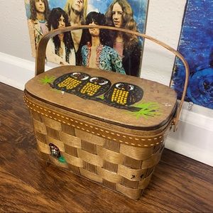 Vintage 1960s Handpainted Basket Purse